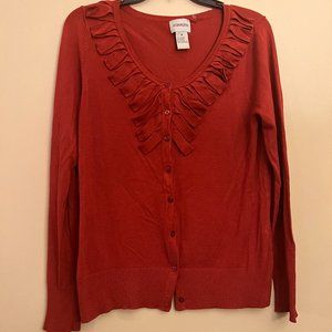 Aubergene Women's Orange Sweater button down Cardigan, Size M